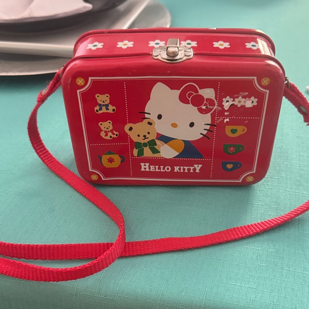 Hello Kitty Red Tin Bag with Bear Design